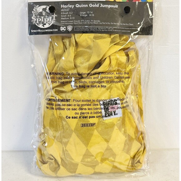 Harley Quinn Jumpsuit Birds of Prey Spirit Halloween Small Yellow Costume - Picture 6 of 6
